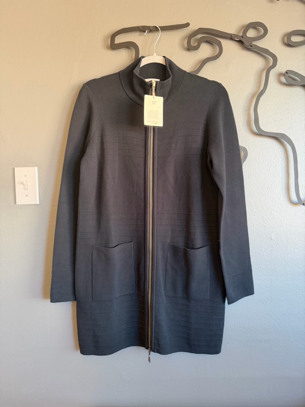 KINROSS NWT Rib Zip Mock Cardi Long Cardigan with Pockets